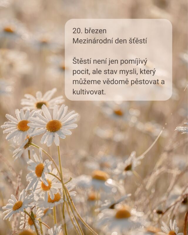 Dnes je MEZINÁRODNÍ DEN ŠTĚSTÍ🫶🍀🥳 - byl vyhlášen OSN v roce 2012.
Je připomínkou toho, že nejen ekonomický růst by měl být měřítkem úspěchu států a jednotlivců, ale že je třeba zaměřit se i na pocit pohody a spokojenosti každého z nás. Štěstí není jen pomíjivý pocit, ale stav mysli, který můžeme vědomě pěstovat a kultivovat. 

🍀 Skutečné štěstí se nachází uvnitř nás, nikoliv ve vnějších okolnostech.
🍀 Štěstí souvisí s vděčností, láskou a prožitky, které přinášejí radost a naplnění.
🍀 Štěstí lze hledat ve chvílích strávených s rodinou a přáteli. V malých úspěších nebo čase u oblíbené činnosti.
🍀 Štěstí je nejen naší osobní volbou, ale také darem, který můžeme sdílet s ostatními.

Praktické tipy, jak podpořit pocit štěstí

🫶Vděčnost: Každý den si zapsat tři věci, za které jsme vděční. Tento jednoduchý zvyk mění náš pohled na život.
🫶 Nové zkušenosti: Otevřenost vůči novým možnostem přináší radost a pocit osobního štěstí
🫶 Dobré skutky: Pomoc druhým posiluje náš pocit štěstí a spokojenosti.
🫶 Vědomé rozhodnutí: Zaměřit se na to, co nás činí šťastnými, a sdílet tuto radost s ostatními.

Každý krok směrem k radosti, ať už malý nebo velký, se počítá.

Mezinárodní den štěstí je příležitostí k zamyšlení nad tím, co pro nás štěstí znamená, a k rozhodnutí, jak ho vnést do každodenního života.

Pokud dnes uděláte něco, abyste udělali radost nebo šťastného někoho jiného, dejte do komentáře slovo "štěstí"🍀

#happy #accesspraha #stesti #accessbars